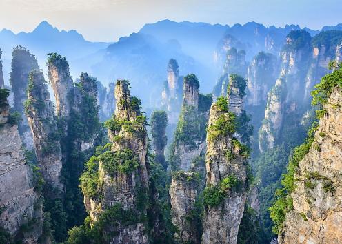 400-meter tall rock pillars of Zhangjiajie National Forest, Hunan Province, China
